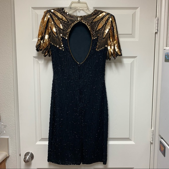 1980s Silk Hand-Beaded Cocktail Dress - Picture 9 of 12